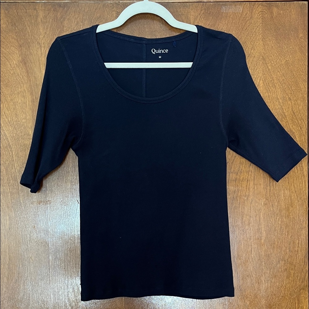 Quince Never Worn Navy 3/4 Sleeve Top